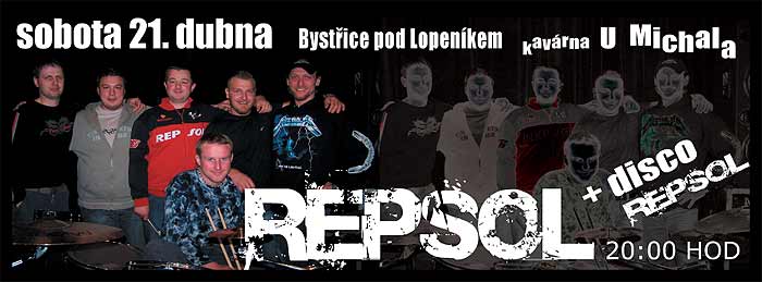 ... REPSOL - bystick tvrd kapela m prvn koncert po del dob tto sobotu _ dojdit 21.4.2007 ... foto: Fa? ... sestih: Vlasti