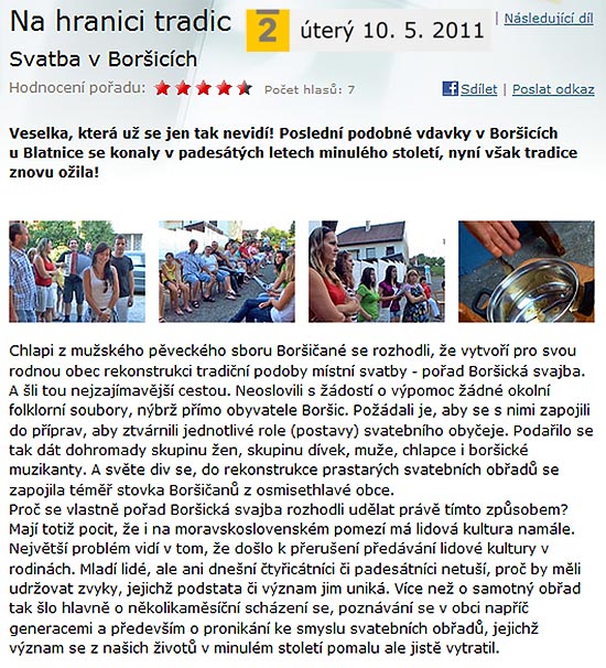 obyvatel Boric u Blatnice v esk televizi... 10.5.2011